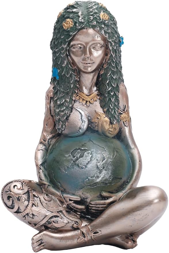 进口 SHOWFEICAT女神雕像，盖亚雕像地球母亲自然月亮雕像，树脂巫婆精神小雕像家居房间装饰花园装饰地球日装饰