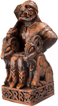 將圖片載入圖庫檢視器 进口 坐姿Norse God Thor雕像木质饰面棕色
