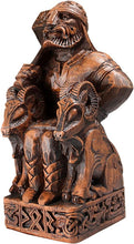 將圖片載入圖庫檢視器 进口 坐姿Norse God Thor雕像木质饰面棕色
