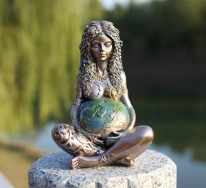 进口 SHOWFEICAT女神雕像，盖亚雕像地球母亲自然月亮雕像，树脂巫婆精神小雕像家居房间装饰花园装饰地球日装饰