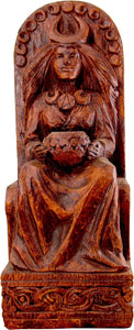 进口 坐姿女神雕像木质饰面棕色