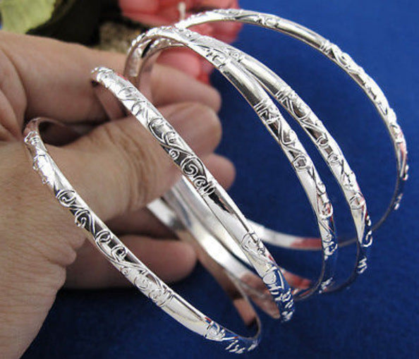 欧美时尚精品~S925镀银 5个装 花图案圈圈手镯 手圈 欧美饰品