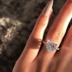 欧美时尚戒指~镶嵌AAA锆石心形戒指 新款欧美订婚派对戒指时