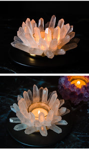 魔法烛台~天然水晶手工拼接蜡烛台轻奢浪漫摆件现代能量烛台桌面餐厅光源杯