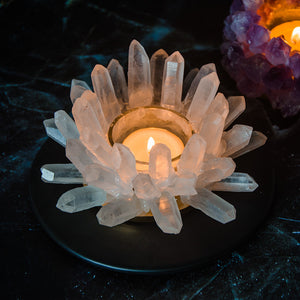 魔法烛台~天然水晶手工拼接蜡烛台轻奢浪漫摆件现代能量烛台桌面餐厅光源杯