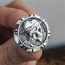 將圖片載入圖庫檢視器 流浪汉勇敢合金骷髅戒指男士墨西哥印第安摩托风格硬币戒指礼物
