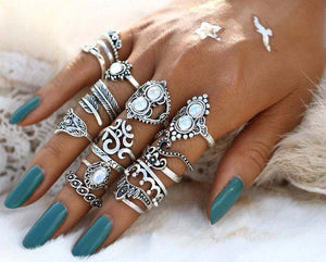 欧美时尚戒指~欧美时尚饰品新款亚马逊流行16件套澳宝戒指套