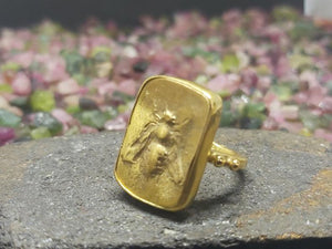 欧美时尚戒指~欧美新款 时尚创意夸张复古立体昆虫蜜蜂仿金大戒指