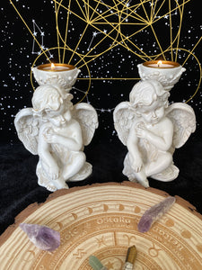 魔法烛台~塔罗占卜系列~ 复古做旧天使烛台 祭坛摆件 能量烛台 爱情丘比特装饰品