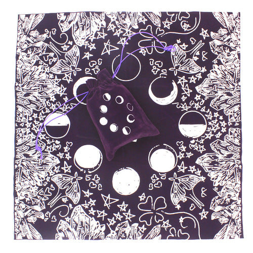 塔罗占卜系列~月亮水晶恋人塔罗布加厚丝绒布女巫的礼物占卜聚灵专用桌布含牌袋