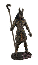 將圖片載入圖庫檢視器 能量雕像系列~10.5英寸高埃及阿努比斯Anubis手持眼镜蛇头权杖雕像
