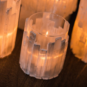 水晶蜡烛杯晶石条花器 能量晶石烛台 魔法仪式烛台