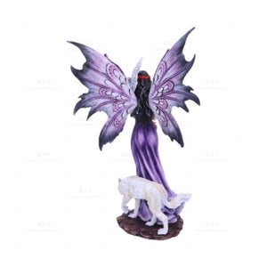 能量雕像系列~进口紫水晶伴侣紫狼猫头鹰仙女伴奏小雕像