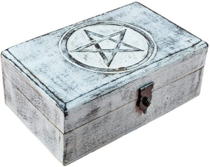 木质首饰盒 水晶收纳盒Wicca五芒星原木收纳箱wooden box 仪式工具