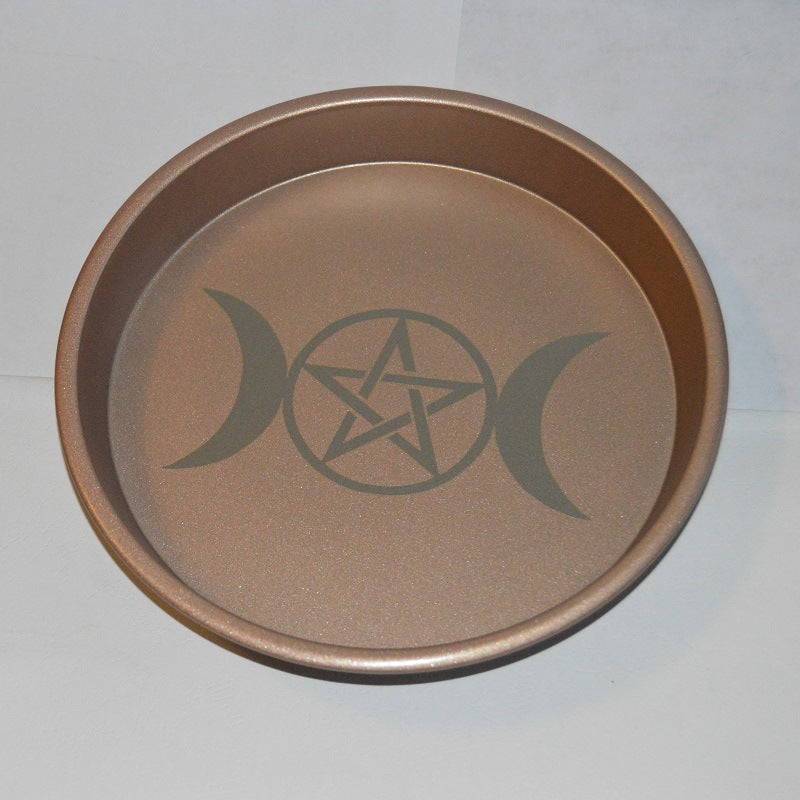 魔法仪式圆盘 三相月烛台祭坛置物盘 蜡烛祭祀摆件 Wicca用品