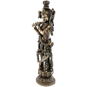 神秘学收藏~进口主克里希纳雕像 奎师那KRISHNA印度教神 青铜饰面神像