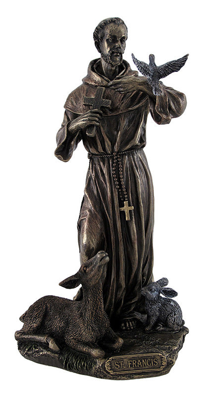 能量雕像系列~阿西西的青铜圣弗朗西斯动物雕像