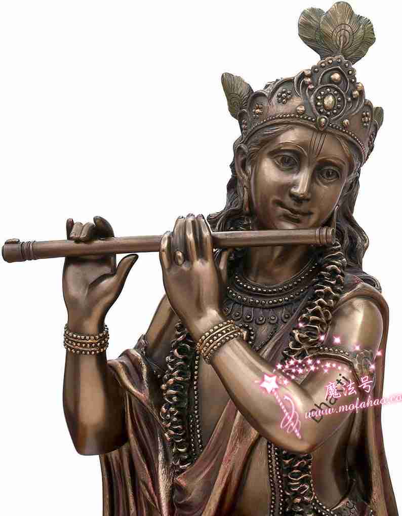 神秘学收藏~进口手工精制主克里希纳雕像62厘米 KRISHNA 印度教神 青铜神像