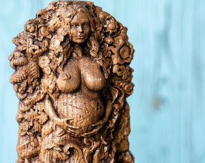 能量雕像系列~进口盖亚女神地球母亲雕像手工木雕