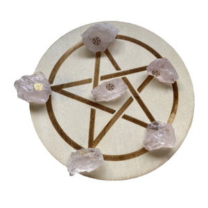 金五芒星自然能量粉水晶原石祭坛摆件  消磁矿石展示品 收藏品 仪式工具