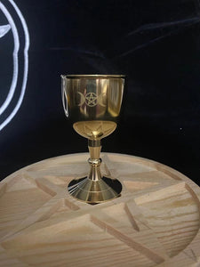 铜质三相月 雕刻铜质高脚杯 Wicca