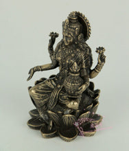 將圖片載入圖庫檢視器 能量雕像系列~进口Lakshmi Hindu Goddess拉克什米印度教女神莲花雕像
