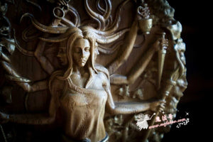 能量雕像系列~进口木制魔法女神赫卡特Hecate雕像 希腊女神 异教女神 祭坛摆件