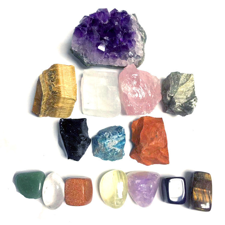 天然紫晶簇 组合15件套 水晶矿石 紫晶簇套装收藏