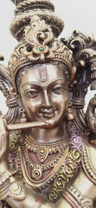 神秘学收藏~进口主克里希纳雕像 奎师那KRISHNA印度教神 青铜饰面神像