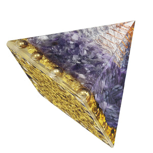 树脂金字塔大卫星之盾图案 水晶碎石能量摆件 现代家居 能量发生器