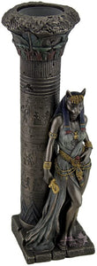 能量雕像系列~进口埃及女神巴斯特靠在柱子上雕像