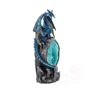 能量雕像系列~进口霜翼的网关-20厘米 蓝龙水晶保护者雕像 玄关祭坛摆设