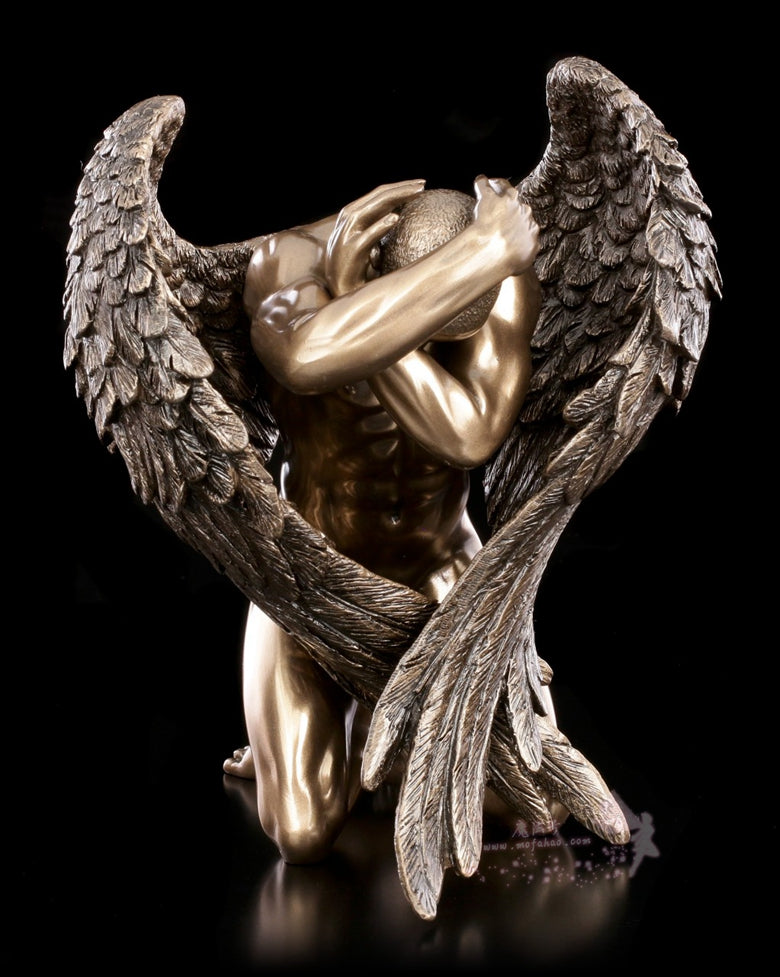 能量雕像系列~*进口天使隐退青铜雕像16厘米