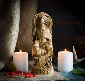 能量雕像系列~奥丁雕像北欧诸神 父神 木雕坛异教徒阿萨特鲁维京神木制万神殿