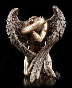 能量雕像系列~*进口天使隐退青铜雕像16厘米