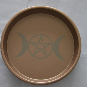 魔法仪式圆盘 三相月烛台祭坛置物盘 蜡烛祭祀摆件 Wicca用品