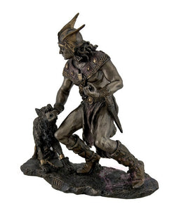 能量雕像系列~北欧神泰尔TYR战斗芬利尔青铜完成雕像