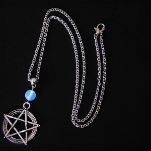 魔法威卡 欧美神秘异教徒毛衣链巫术哥特式五芒星电镀石圆珠链