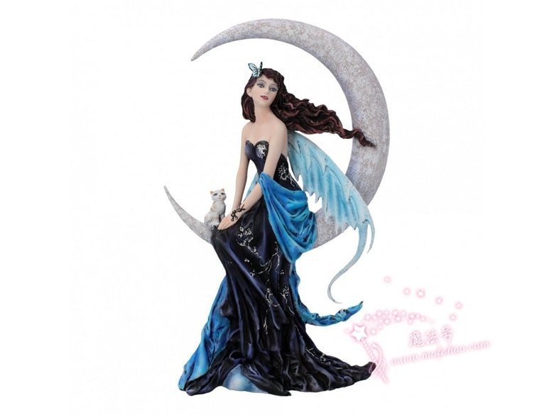 神秘学收藏~能量雕像系列~*进口天体宝石靛蓝月亮仙女收藏雕像 仙女雕像 收藏艺术品