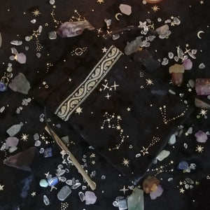 塔罗占卜系列~新款 女巫星座能量水晶收纳袋星星月亮高档丽丝长绒毛塔罗绒布袋