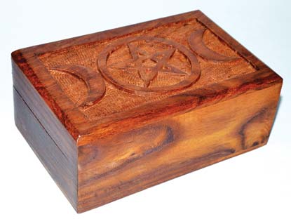 三月五芒星木盒4x6木制 塔罗、香草或小饰品盒  理想的礼物