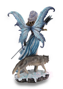能量雕像系列~*美国进口冬日武士仙女手持战斧与狼雕像