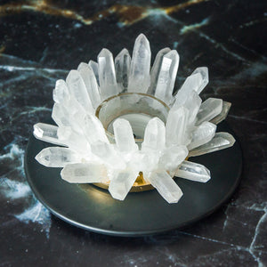 天然水晶手工拼接能量蜡烛台 浪漫仪式摆件