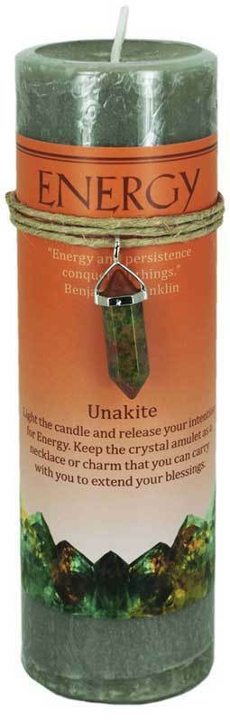 进口已充灵气能量柱烛带Unakite水晶疗愈增强能量护身符魔法