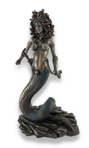 神秘学收藏~ 古铜色的美杜莎双蛇弓箭雕像 神秘学摆件工艺品欧式家居