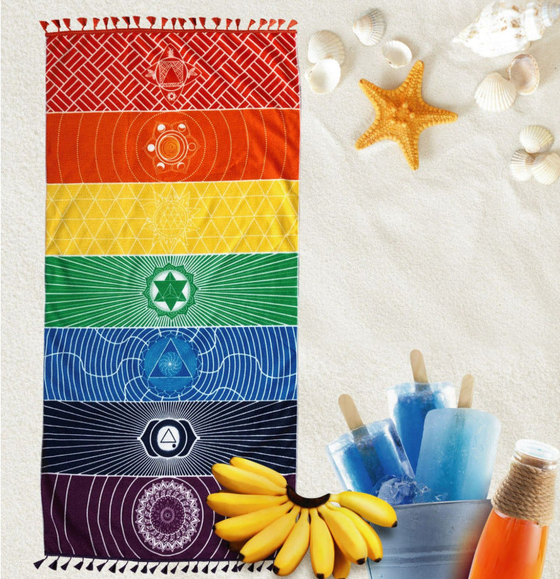 七脉轮Chakras冥想瑜伽灵性能量灵修装饰布塔罗挂布彩虹桌游桌布