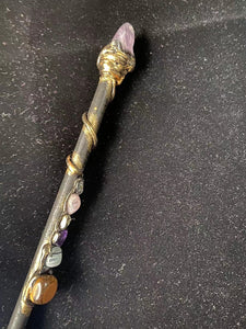 白紫水晶魔法棒 双头水晶权杖 七脉轮元素元气仙女棒仪式道具 仪式工具