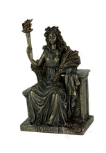 將圖片載入圖庫檢視器 能量雕像系列~德米特收获女神坐在长凳上手持小麦和火炬雕像
