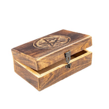 將圖片載入圖庫檢視器 木质首饰盒 水晶收纳盒Wicca五芒星原木收纳箱wooden box 仪式工具
