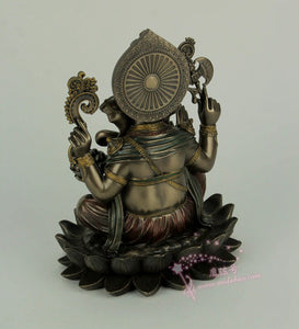能量雕像系列~进口Ganesha甘尼萨坐在荷花上手持圣物雕像 印度神像湿婆儿子